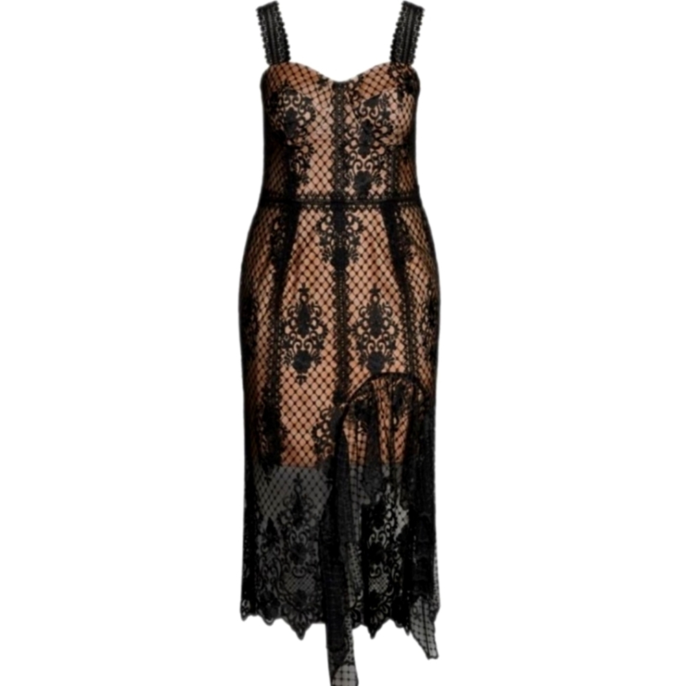 CITY CHIC Glamour Illusion Lace Dress in Black NWT Size 16 16W